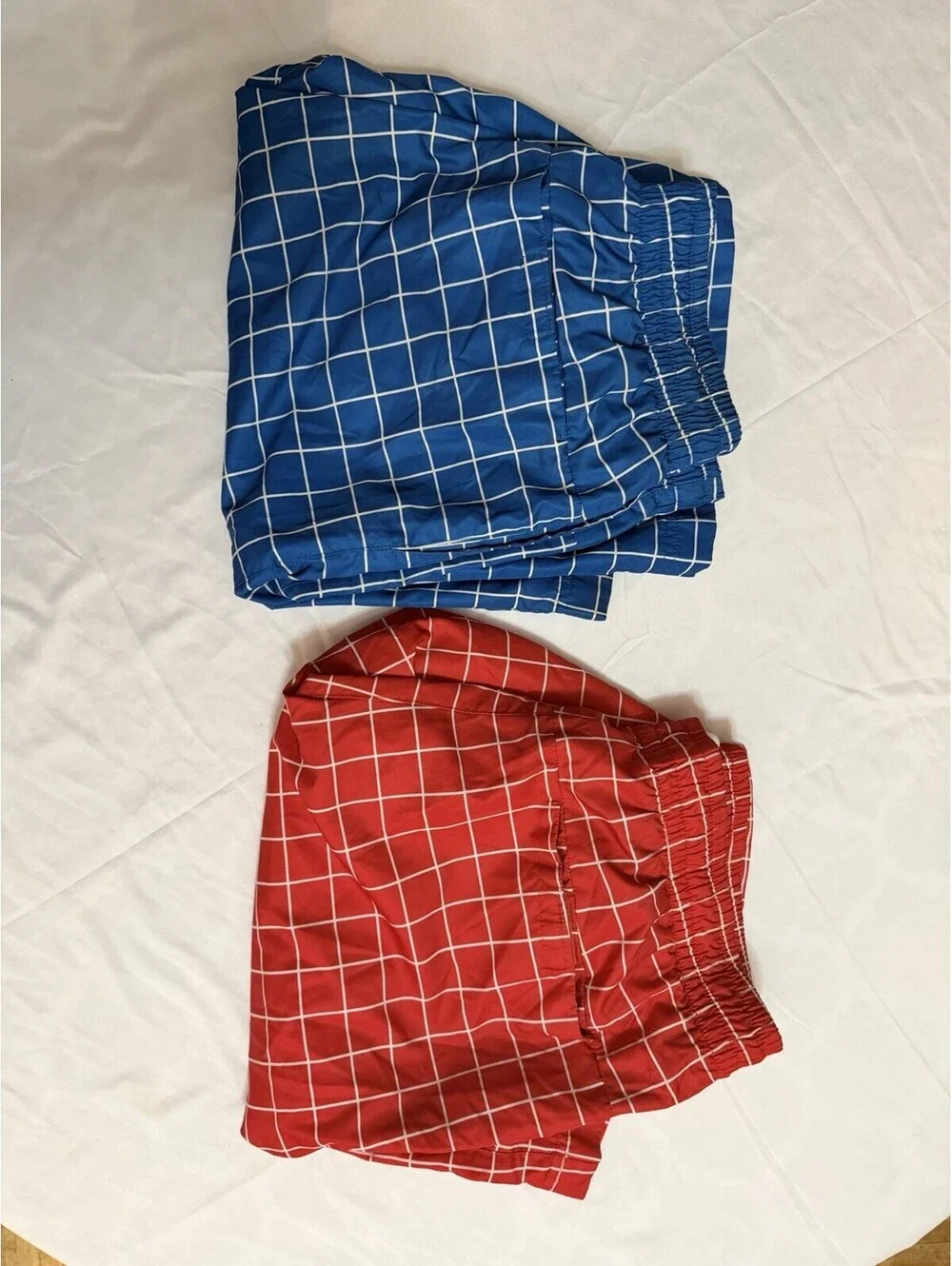 Nke Swim Shorts 2 Pairs Red/white & Blue/white Strips Medium *No Netting*